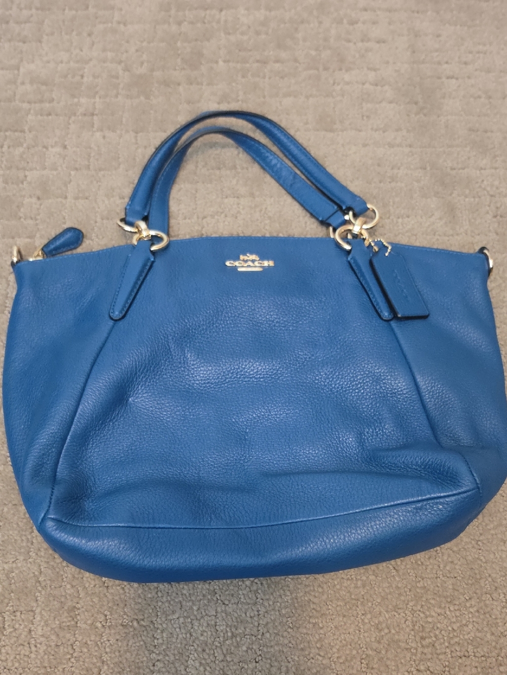 Coach Pebbled Leather Satchel Tote in Blue